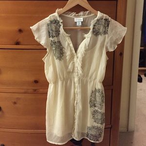 Motherhood cream sheer blouse. Small.